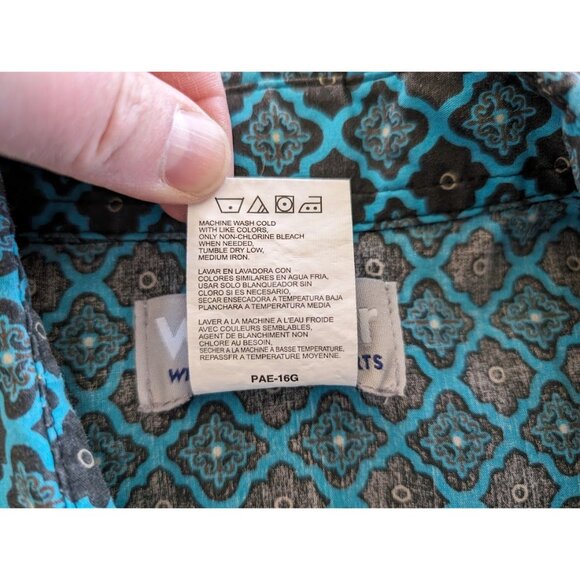 Women's Wrangler Wrancher Pearl Snap Long Sleeve Shirt size Large Western Pocket - Picture 7 of 7